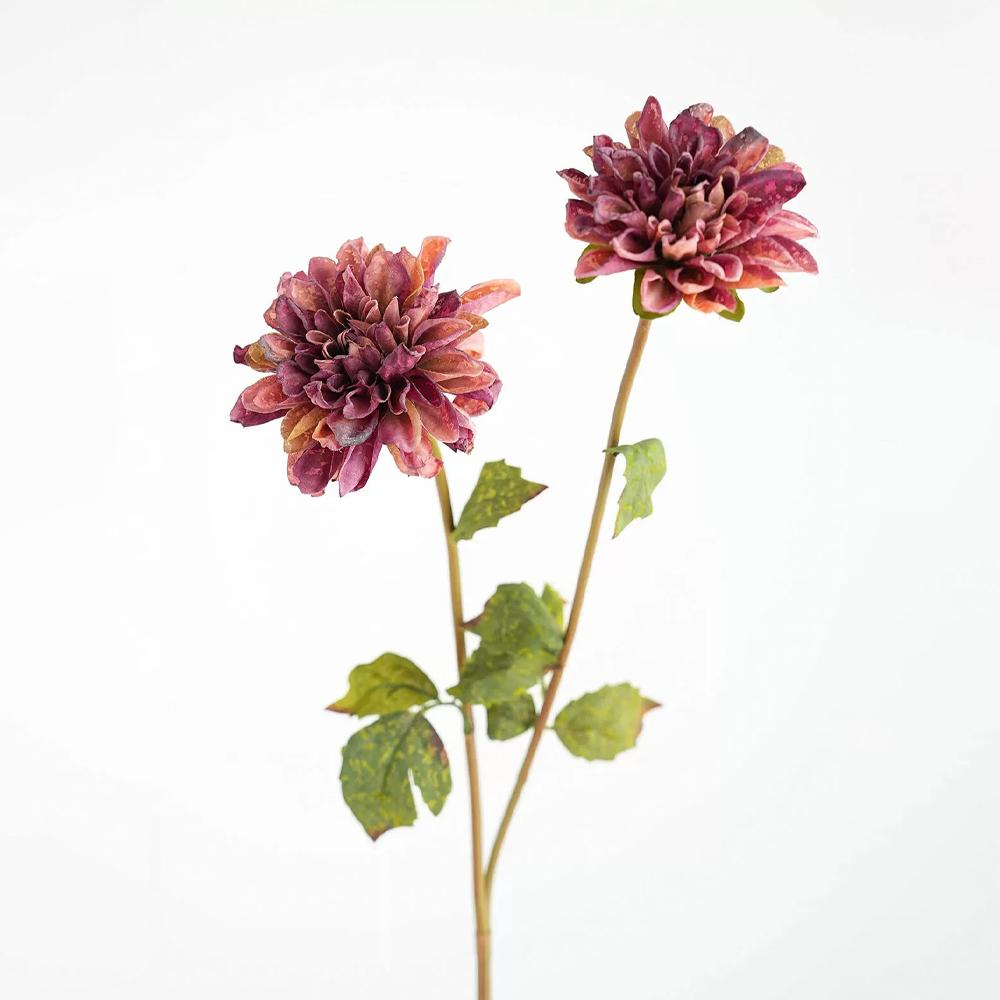 Jesienne Sztuczne Kwiaty Dalii Dekoracja Vintage Przypalane Krawędzie Jedwabne Kwiaty do Domu Dekoracja na Ślub Jesienna Tematyka Centralne Elementy