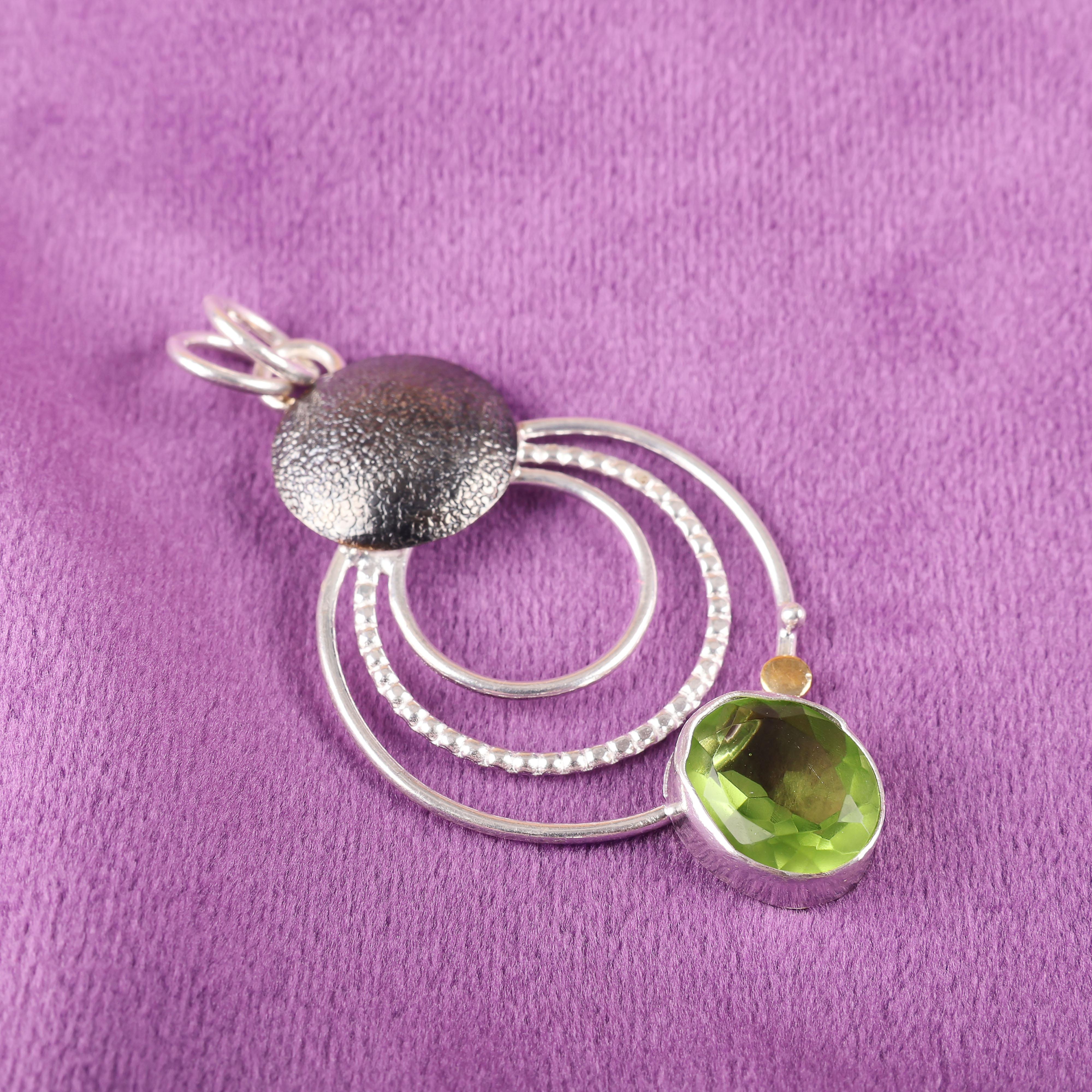 

Peridot Pendant Gemstone Jewelry, 925 Solid Sterling Silver Pendant, Handmade Jewelry Pendant, Gift For Him 2.32 Inches зелёный