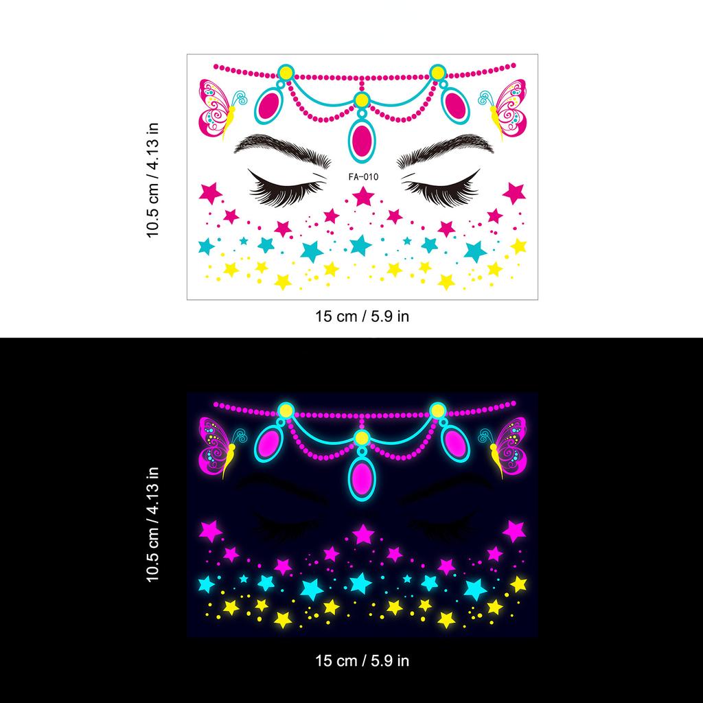 Music Festival Fluorescent Face Waterproof Nightclub Masquerade Neon Glow Tattoo Stickers