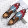 Men Business Dress Shoe Colorful Lace Up Fashion Man Casual Leather Oxfords Shoes Flat Leisure Wedding Party Shoe Men Big Size