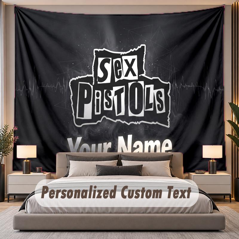 Custom Name Text Tapestry Sex Pistols Personalized Polyester Wall Tapestry For Bedroom And Room