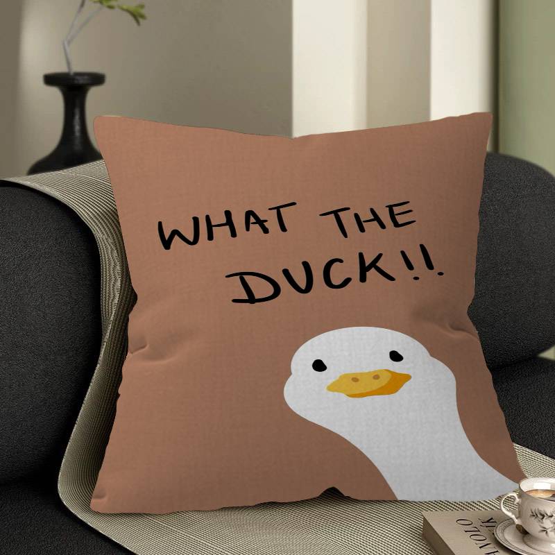 What The Duck Print Art Funny Cute Animal Pillow Gift Home Office Decoration Bedroom Sofa Car Cushion Cover Case X
