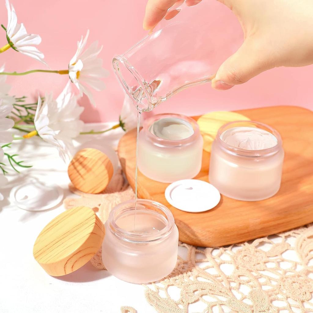siawadeky Refillable Glass Set of Cream Cosmetic Cream Frosted Glass Refillable Clear Cream Capacity Bottles, 12, Light-Blocking, Bottles, Bottles,