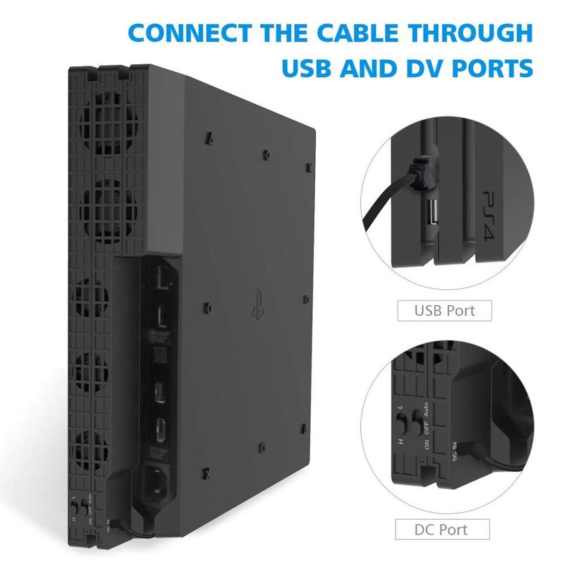 PS4 Pro Cooler, Play Station 4 Pro Cooling Fan USB External 5-Fans Super Turbo Temperature Cooling Fan for PS4 Pro Console