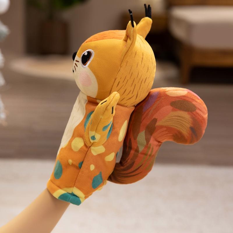 Cute Cartoon Squirrel Hand Puppet Plush Toy Role-playing Animal Kawaii Accompany Gifts For Kids