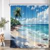 Beach Shower Curtain Seaside Landscape Coconut Tree Sea Summer Vacation Bathroom Decor Holiday Polyester Bath Curtain with Hook
