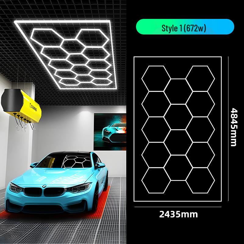 Hexagonal Waterproof LED Honeycomb Lamp for Gyms, Barbershops, and Car Washes.