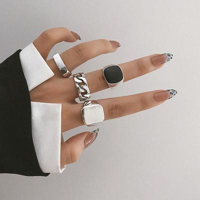 Elegantní černý prsten Charm Confused Pánské klasické osobnosti