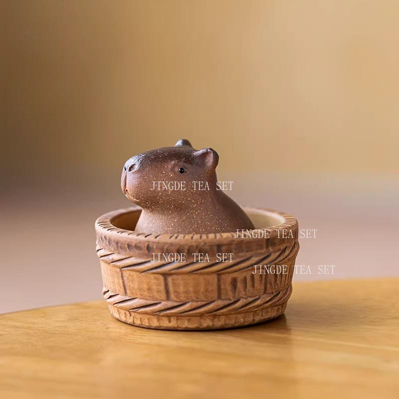 Kapibara Lila Ton Teetier Niedliches Teetier Haushalts Schreibtischornament Lila Ton Handwerk Mini Teespiel Teegeschirr Zubehör