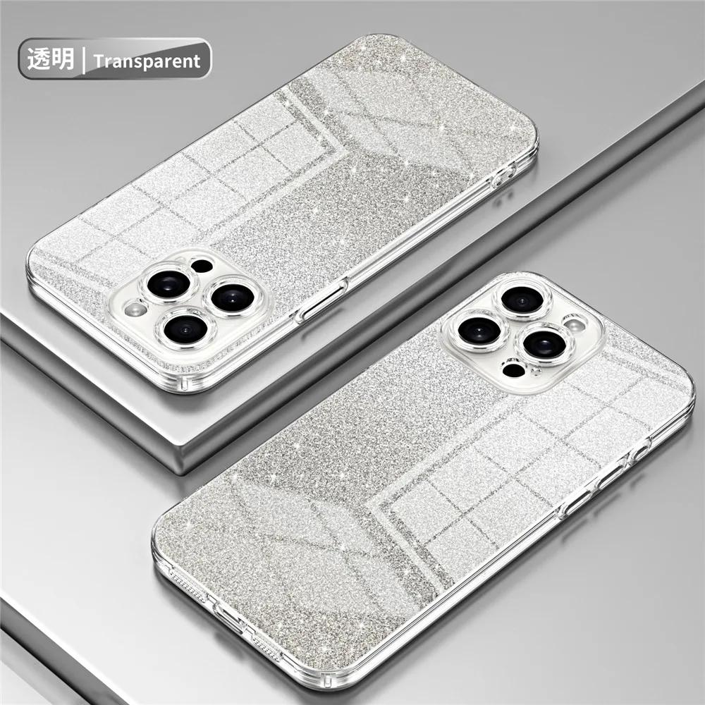 Luxury Plating Glitter Case For iPhone 15 14 Pro Max 13 11 Pro Max 12 Mini XR X XS 7 8 Plus SE 2020 Soft Shockproof Phone Cover