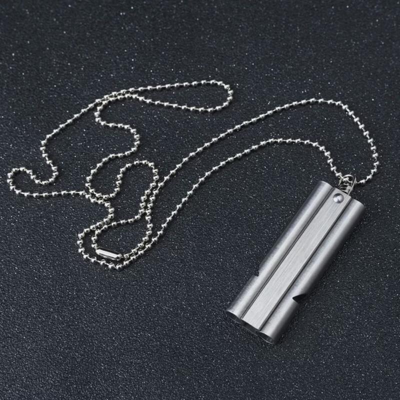 Stainless Steel Dual-Tube High-Frequency Outdoor Survival Whistle