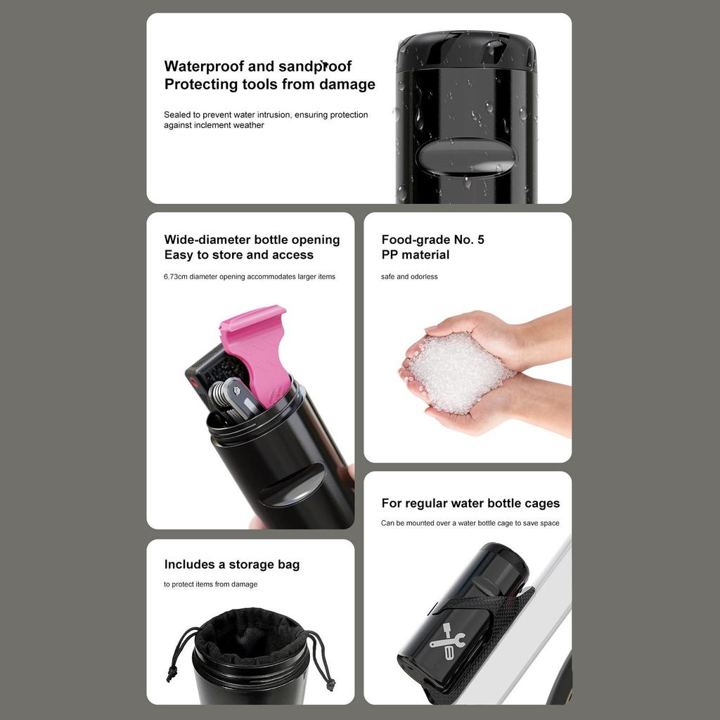 Cycling Bottle Cage Tool Storage Hard Road Bike Repair Tool Holder Bag Container Portable For Daily Outdoor Trips Riding Road