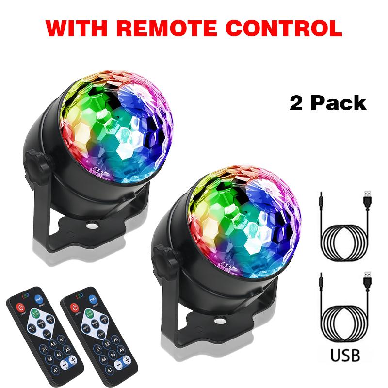 RGB Flashing Disco Ball Party Lights, LED Stage Spotlight w/Rotating Effects,Christmas Halloween Karaoke Wedding Birthday Decor