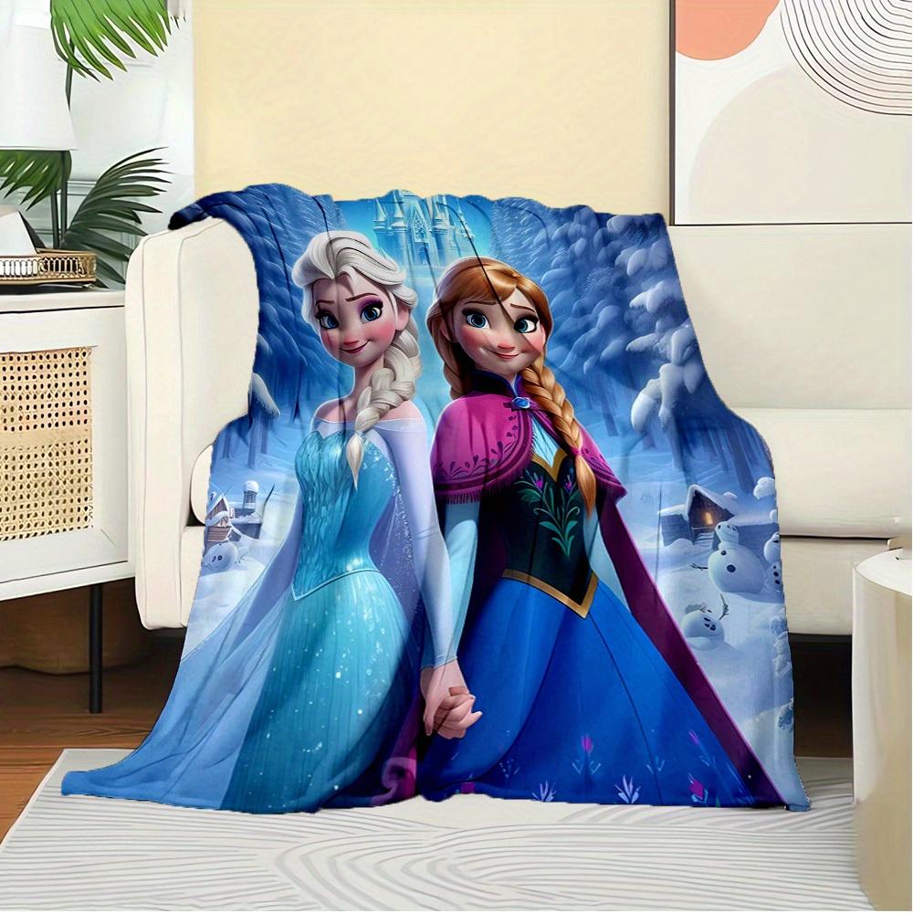 1pc Flannel Frozen Elsa & Anna Snowflake Print Throw Blanket for Bed Sofa Decoration Gift Winter Wonderland Theme Home
