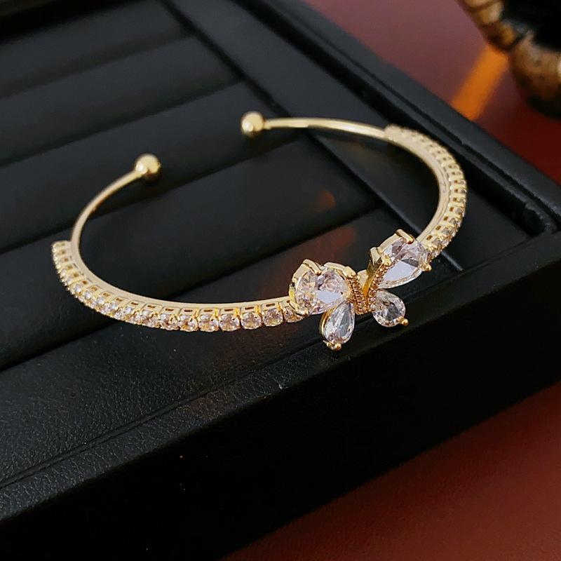 Europejsko-Amerykańska Otwarta Bransoletka Okrągła z Cyrkoniami – Lekko Luksusowa Bransoletka High-End dla Kobiet