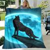 Arte Fantasia Lupo Morbido Peluche Divano Letto Lancio Cartone Animato Picnic Coperte Moderna Coperta di Flanella Stampata Copriletto Regalo