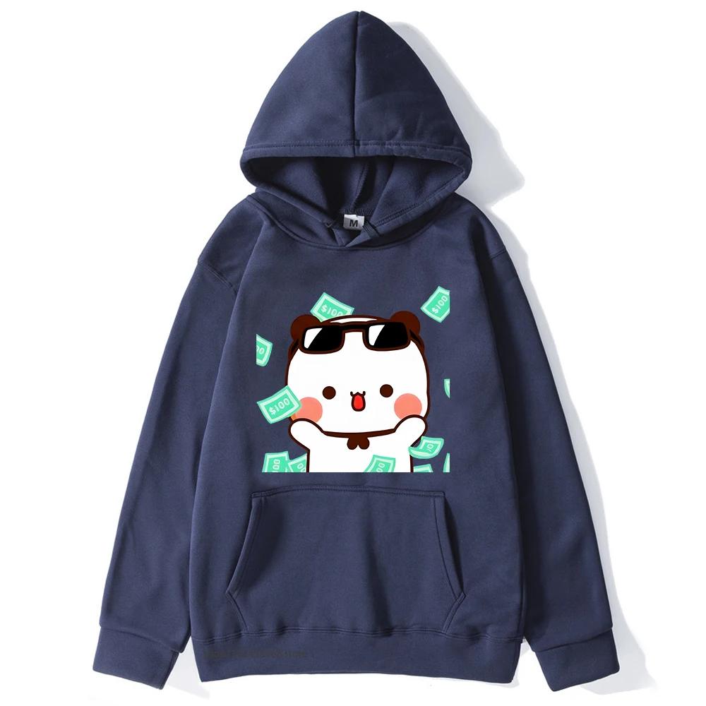 Men's hooded sweatshirt with Bubu and Dudu cartoon print, a fashionable and casual hip-hop style top for autumn and winter Harajuku fashion.