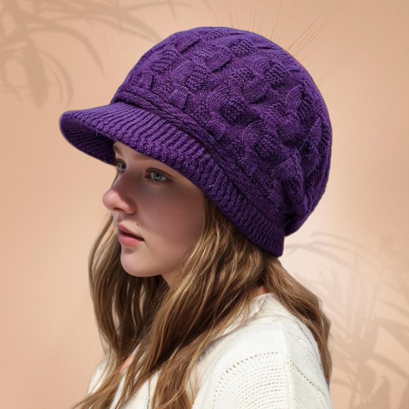 

Новая женская кашемировая кепка-ньюсбой на флисовой подкладке - Теплая зимняя вязаная шапка с защитой ушей