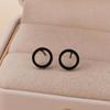 Stainless Steel Round Stud Earrings For Women Girl Gold Color Geometric Circle Fashion Ear Zircon Birthday Party Gift Wholesale