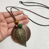 Boho Holz Anhänger Halskette Leder Kette Kleidung Anhänger Vintage Pullover Kette Geschenke