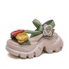 Fashion GKTINOO 2025 New Retro Flower Peep Toe Platform Sandals Breathable Genuine Leather Versatile Summer Women's Shoes