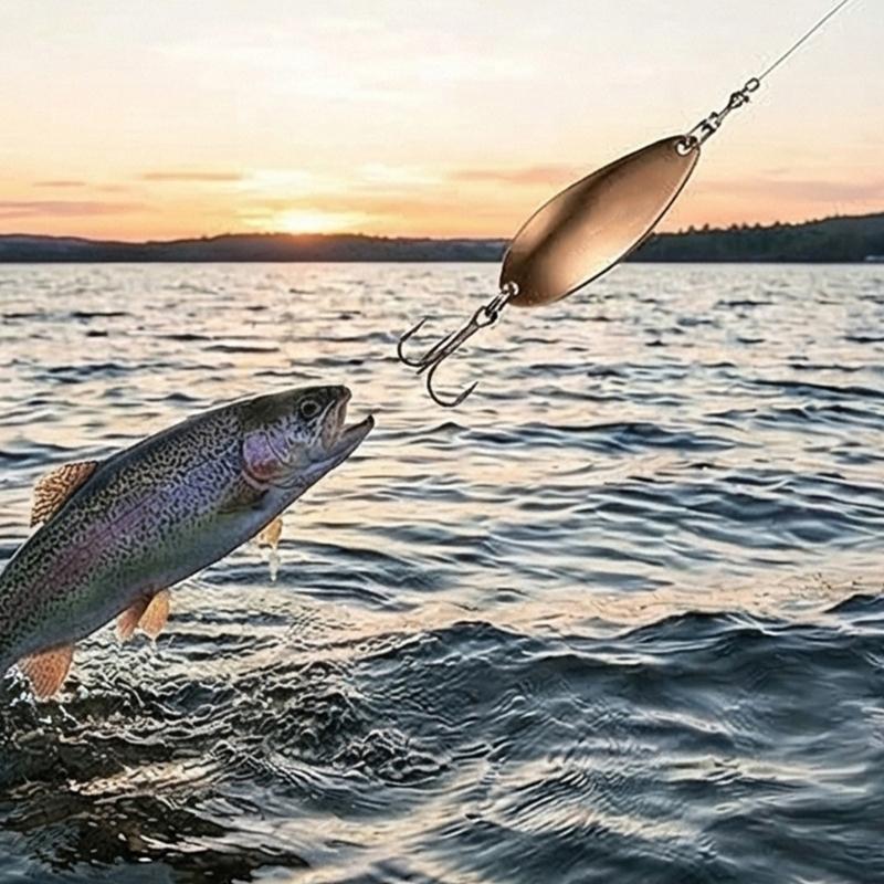 Swimming Fishing Spoons Lures Treble Hook Set Curved Hard Fish Baits Metal Construction Fishing Sequins Lures Baits