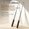 Stainless Steel Rod Tour Guide Flag Pole Solid Wood Handle Teaching Stick Flagpole  Outdoor