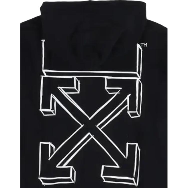 Off-White 3D Marker Arrows Hoodie Black Unisex Tops OMBB097G20FLE002