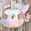 Infant Holiday Romper: Cartoon Letter Bodysuit for Babies