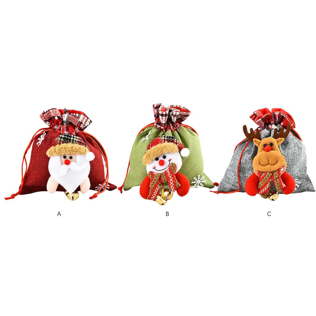 Weihnachts Kordelzugbeutel Glocke Weihnachtsmann Schneemann Aufbewahrungsbeutel Tür Süßigkeiten Strumpf Große Kapazität Handtaschenhalter Neujahr