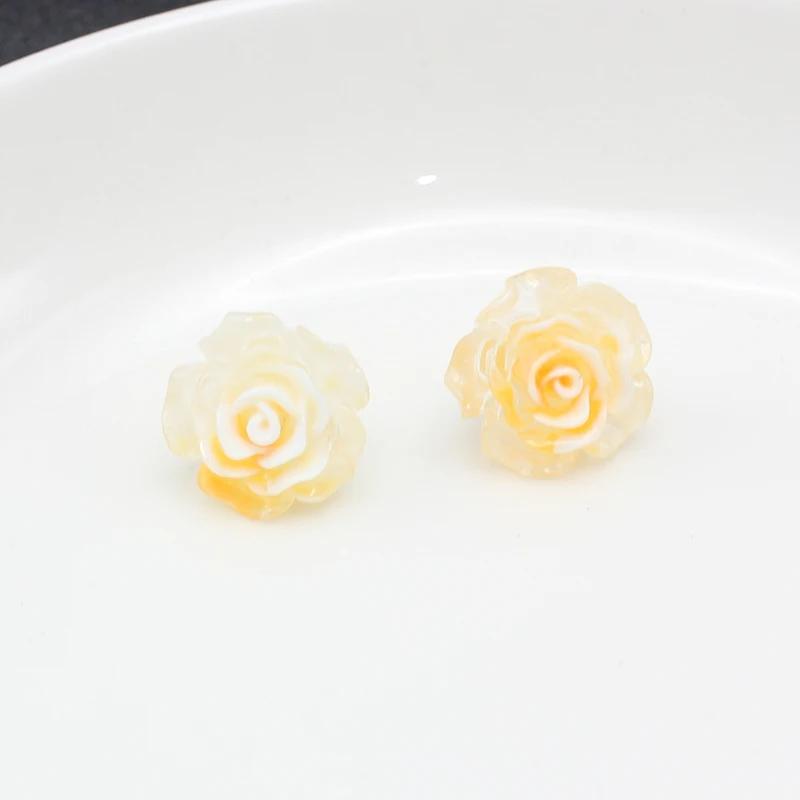 Resin Transparent 3D Flower Big Stud Earring for Women Personality Creative Lovely Simple Wedding Jewelry Girl Gift Brincos