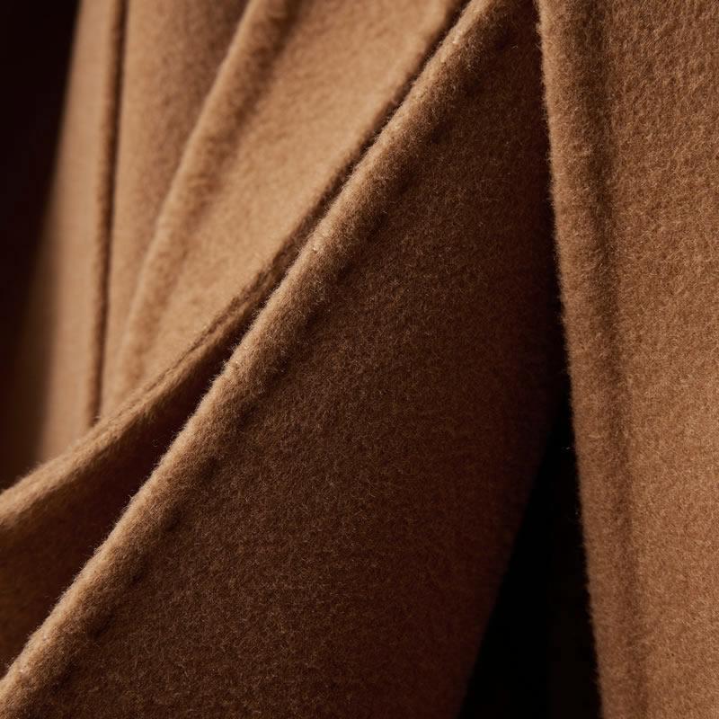 100% Wool Women Coat TIDENOVEL Autumn Wool Long Coat Handmade Pea Coat Winter Warm Cashmere Long Jacket