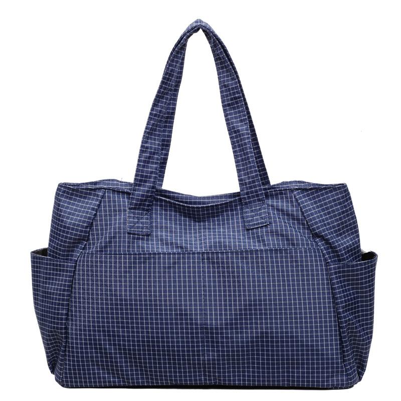 Schultertasche mit großer Kapazität Damen Vintage Karomuster Nylontasche Tragetasche Pendler Tragbar Unterarmtasche