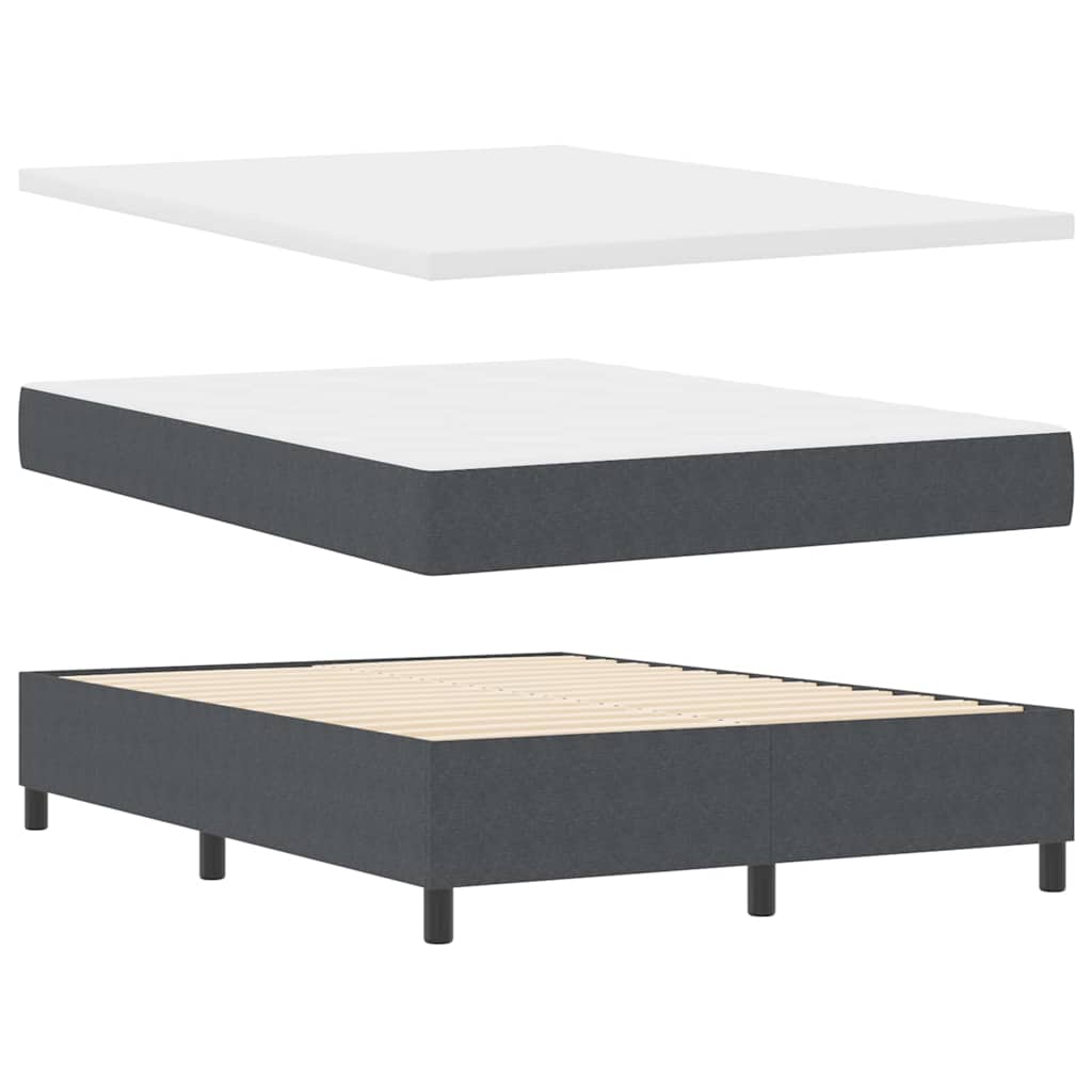 Box Spring Bed in Dark Grey and White 140 x 190 cm Cord Fabric