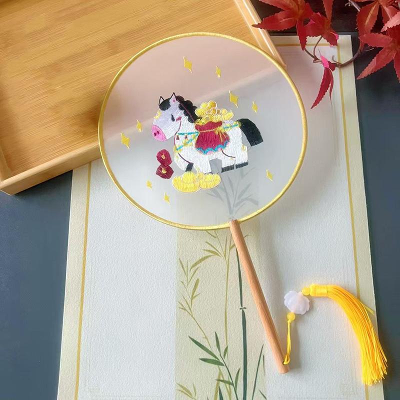 Vintage Doppelseitiger Fächer Blume Stickerei Handfächer Traditionelle Chinesische Kunst Handwerk Hanfu Tanzparty Zubehör Performance Requisiten