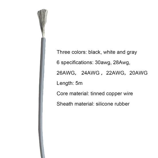 Drát Ekologický 5m silikonový flexibilní kabel s vysokou teplotní odolností pro průmysl