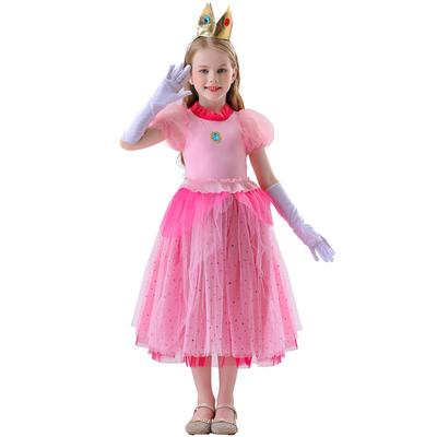 120150C Rosa Mario Prinzessin Peach Kleid Kinderkleid Bekleidung