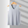 Men's Casual V-Neck Sleeveless Vest In Silk-Like Fabric with Ice Cutting Technology