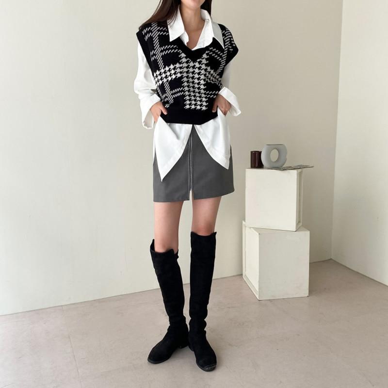 ITOOLIN Podzimní elegantní dámská svetrová vesta s výstřihem do V Pletená svetrová vesta Dámská tílka bez rukávů ležérní pro ženy vesta zima 2023