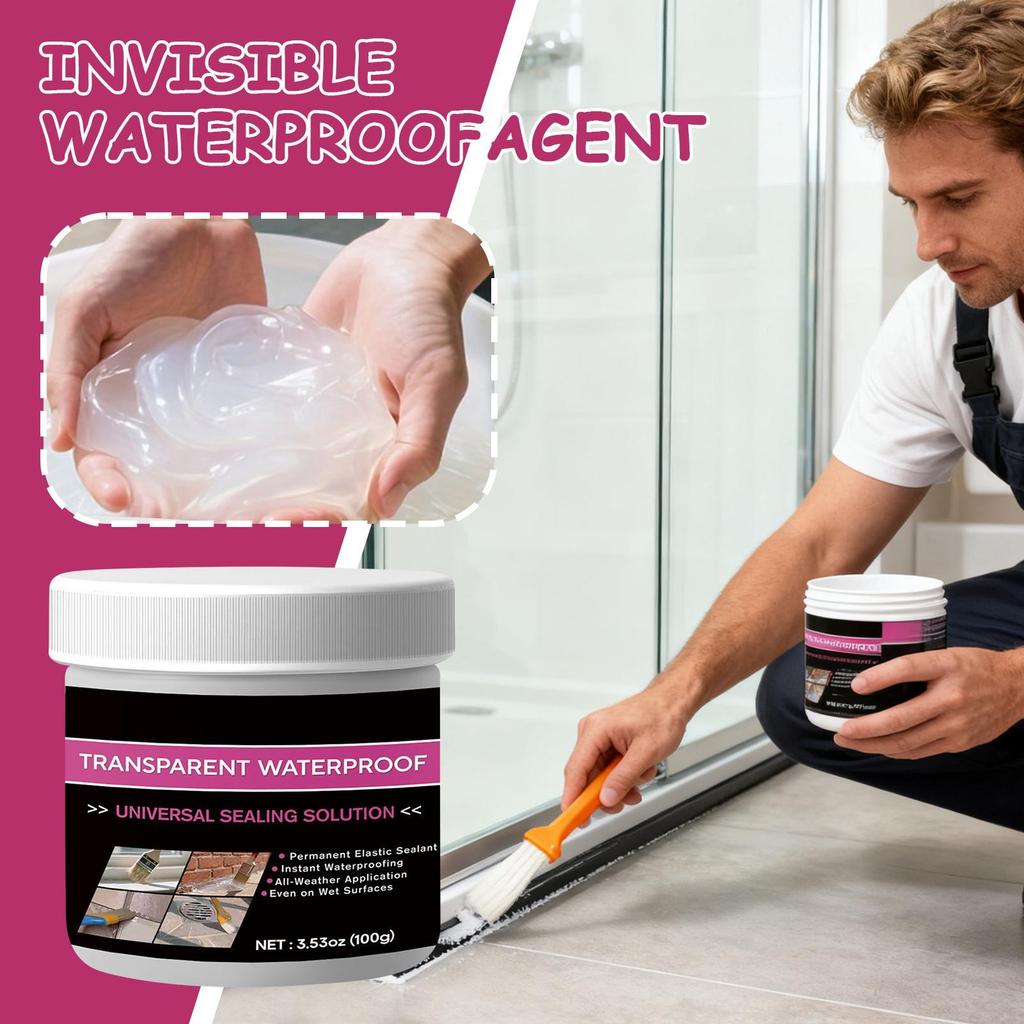 100g Transparent Waterproof Sealant Adhesive for Exterior Walls Leak Proof Coating Bathroom Floor Crack Sealing Repair Tools