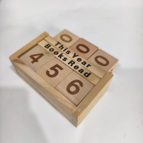 Book Read This Year Counter Wooden Reading Challenge Tracker with Number Cubes Bookshelf Decoration Book Lovers Bookworm Gift