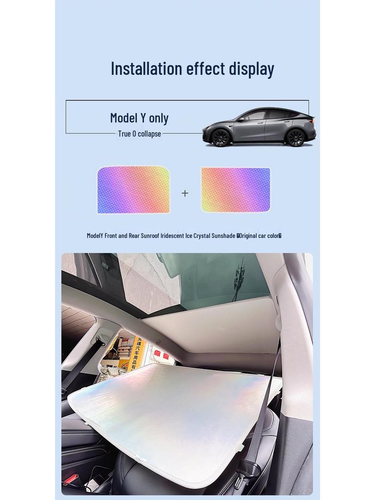 Tesla Model Y/3 Iridescentny Kryształ Lodowy Osłona Przeciwsłoneczna - Ochrona Szyberdachu i Izolacja Termiczna