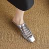 Fashion 2025 New Women Shoes Pumps Low-heel Square Toe Slippers Genuine Leather Retro Style Casual Working Shoes Woman Mueller Slippers