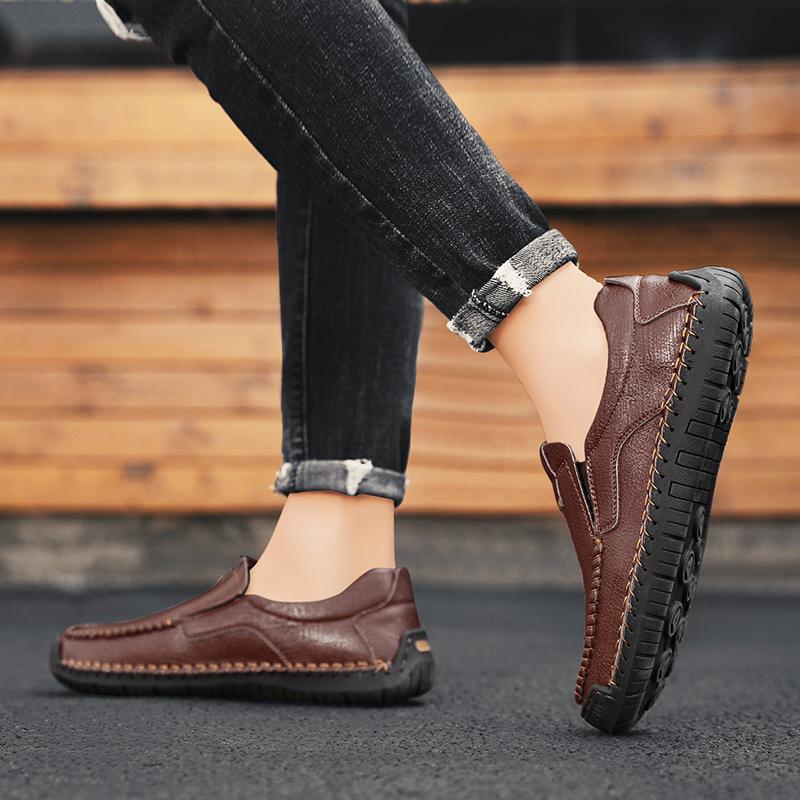 Summer Men's Shoes Men's Comfortable Breathable Walking Flat Men Shoes Large Men's Leather Shoes