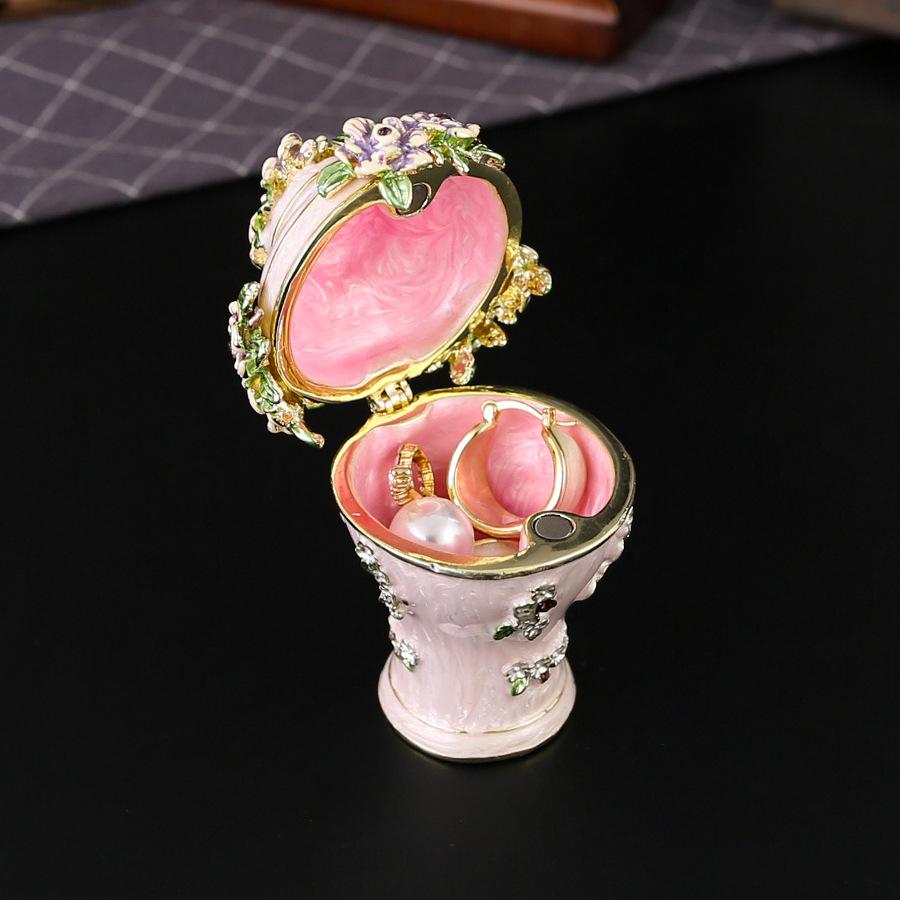 Vase Cherry Blossom Jewelry Box Household Crafts Ornament Enamel Flip Cultural Vase Storage Ring Earrings