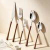 5Pcs Imitation Wooden Handle Dinnerware Cutlery Set Stainless Steel Tableware Western Knife Fork Spoons Silverware Flatware