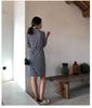 Women's Stand Collar High Waist Wrap Dress - Black & White, 3/4 Sleeve for Summer/Autumn