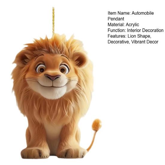 Automobile Pendant Lion Shape Decorative Ornament Vibrant Color Universal Fit Acrylic Figure Car Interior