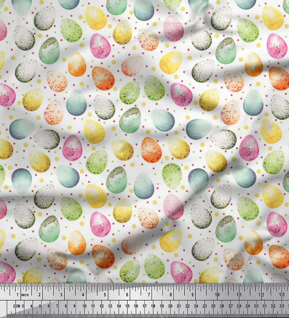 

Тканина для шиття японського крепового атласу Soimoi, пасхальне яйце, метр, 42 дюйми 42 Inch Wide - Poly Crepe білий