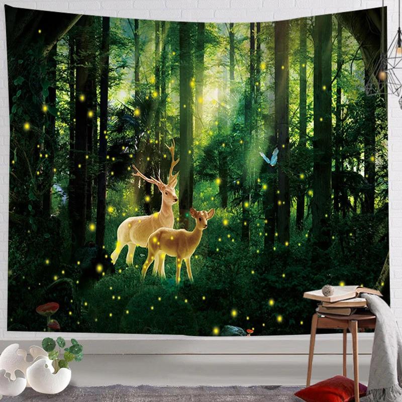 Christmas Elk Deer Tapestry Wall Decor Aesthetic Tapestry Home Decoration College Dorm Room Decor Art Tapestry Wall Hanging Decor